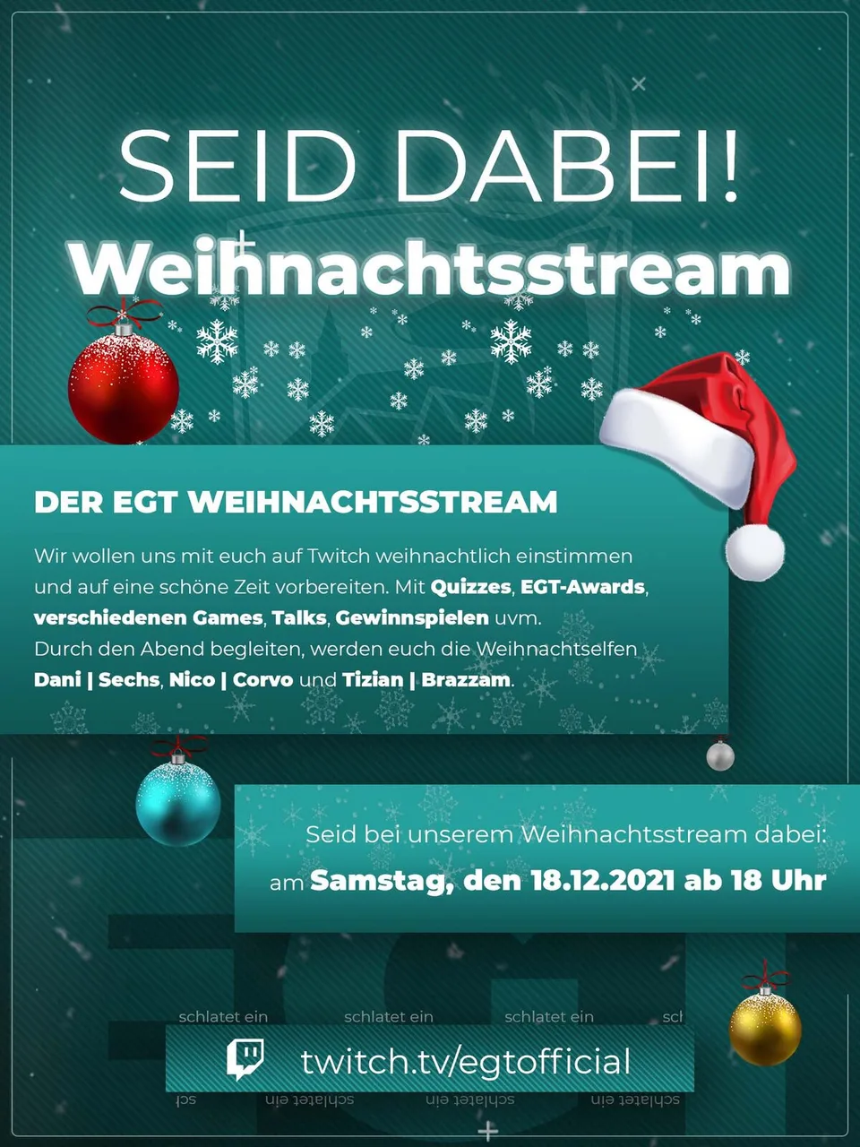 Es weihnachtete sehr! – Weihnachtsstream bei EGT